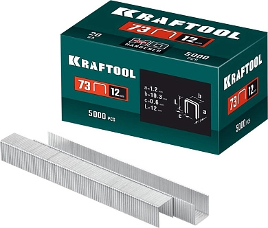 Скобы для плайера,12мм, тип 73, 5000 шт (31773-12) KRAFTOOL