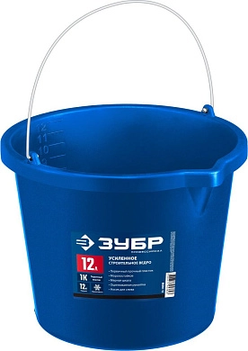 Ведро малярное пластмассовое, 12 л, первичный высокопрочный пластик, с носиком (06091-12) ЗУБР
