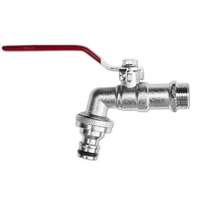 Кран шаровый с входной наружной резьбой 1/2" и выходом 3/4" с адаптером, латунь (GKK0412) BRADAS