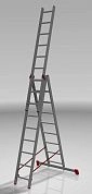 Лестница алюм. 3-х секц. 234/355/502см   3х9ступ.,  16,2кг Новая высота NV 323 (3230309), проф.,