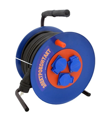 Удлинитель на катушке 30м (КГ 3х1.5мм2, 3,5кВт, 4 р., 220В, пласт.кат) (17228) УХз16-004 "БРИГАДИР"