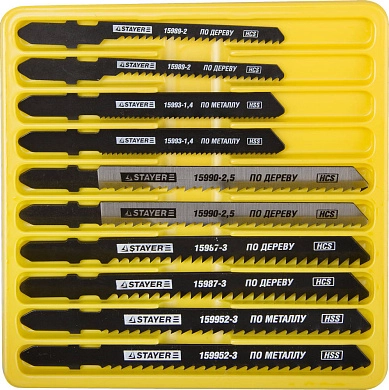 Набор STAYER "PROFI" Полотна "МАСТЕР №3" для эл/лобзика, по дереву, мет. и пластику, T-хвост.,10шт