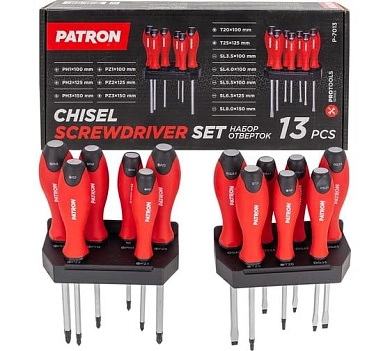 Набор отверток, 13 пр (SL, PH, PZ, Т). (P-7013) PATRON