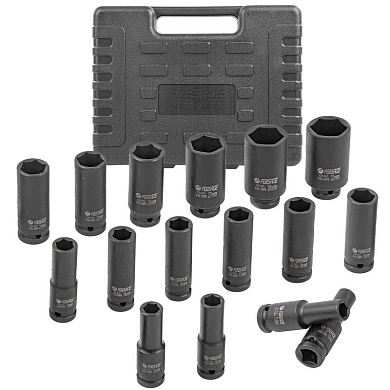 Набор головок ударн. глубоких 1/2" 10-32мм, 6гр., 16пр. (F-4169-5MPB) Forsage