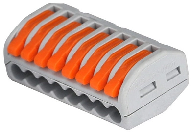 Клемма монтажная СМК 418 с рычагом (400В 32А 8 гнезда 0,08-2.5мм2 серый) 10 шт./уп 40433 ETP