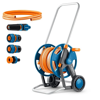 Набор для полива 4 пр., шланг 25м х 1/2, усилен колеса, телескопич ручка HCK-25(428461) GRINDA
