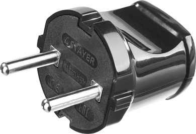 Вилка MAXElectro электрическая, 6А/220В, черная, (55150-B) STAYER