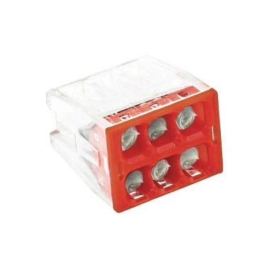 Клемма монтажная СМК 2273-246 с пастой (400В 32А 6 гнезда 0,5-2,5мм2 белый) 10 шт./уп 40430 ETP