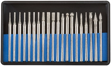 Шарошки, усиленная сталь с алмазным напылением, штифт диам. 3 мм, 20 шт. (F_36480М) MOS