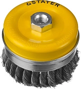 Щетка чашечная усиленная (коса) 100ммхМ14, стальн. пров. 0,5мм "PROFESSIONAL" (35137-100) STAYER