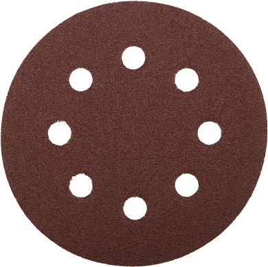 Круг шлифовальный д=125 мм, 8 отв., зерно 60, велкро осн., 5 шт. "Мастер" (35562-125-060) ЗУБР