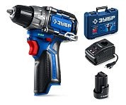 Дрель-шуруповерт,кейс,12В, 45Нм,1 АКБ тип Т7, КОМПАКТ #2, BRUSHLESS, Профессионал (DB-121-21) ЗУБР