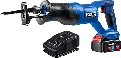УЦЕН. Ножовка сабельная аккум. SPB-180-41 (20.0Вт,1акк. х 4.0А/ч,дер.до 180мм,мет.до 13мм,кор.) ЗУБР