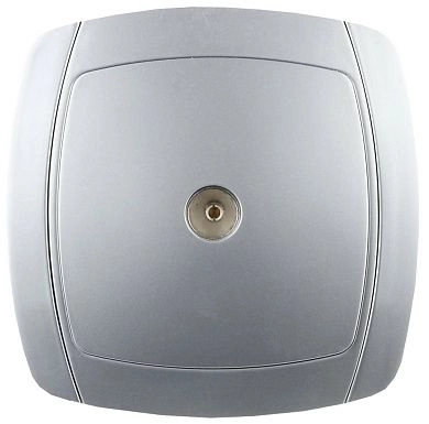 Розетка "АКЦЕНТ" телевизионная одинарная в сборе, цвет серебристый металлик (SV-54215-SM) СВЕТОЗАР