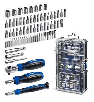 Набор инструмента универсальный, 74 пр., система стыковки Z-БОКС "Компакт" (25283) ЗУБР