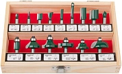 Фрезы по дереву кромочные, набор 15 шт., деревянный бокс, хвостовик 8 мм (F_36579) FIT