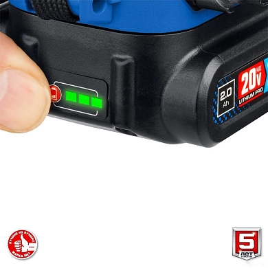 Дрель-шуруповерт ударная аккум. DBS-201-22 (20.0 В, 2акк. х 2.0 А/ч Li-Ion, 70 Нм,чем.) "Проф." ЗУБР