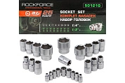 Набор головок 1/4", 1/2", 25пр. (6гр.)(1/2": 10-21) (RF-50121G) Rock FORCE