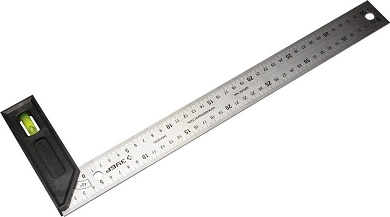 Угольник разметочный, ЗУБР Эксперт 34397-40, усиленный, встроенный уровень, гравирован шкала, нерж п