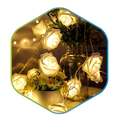 Гирлянда светодиодная (IP20 2хАА 1.5м Розы теплый белый) LKS3248 ETP