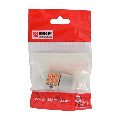 Клемма монтажная СМК 413 с рычагом (400В 32А 3 гнезда 0,08-2.5мм2 серый) 2шт/уп EKF PROxima