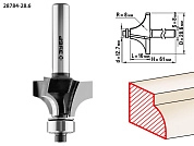 Фреза кром. калев. №1, диам.-28,6мм, раб. дл.-16мм, рад.-8мм, хв. 8мм (28784-28.6) ЗУБР