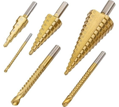 Набор сверл ступенчатых и фрезерных 4-32 мм, 6 шт. (F-44706) FORSAGE