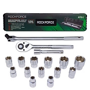 Набор головок 1/2" 10-27мм 6гр. + трещотка + воротки, 17пр., пласт.кейс (RF-4172-5) Rock FORCE