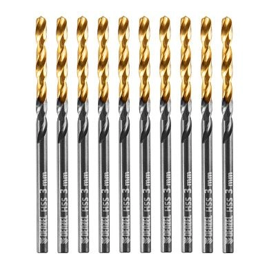 Сверло по металлу 3 мм, HSS-TiN, Golden Tip, 10 шт. (717205) DENZEL