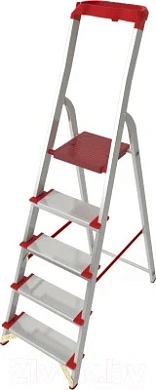 Лестница-стремянка алюм. с рифл. ступ. и метал. стяжк. NV5111 (5 ступ. 103/172см 5.1кг) Новая высота