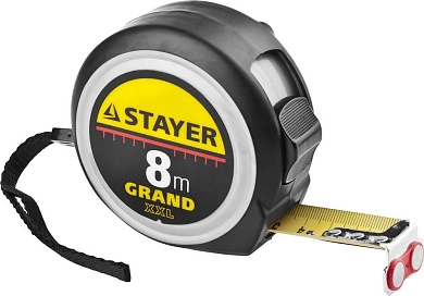 Рулетка 8м / 25мм с двухсторонней шкалой "GRAND" (3411-08-25) STAYER
