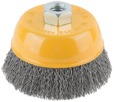 Щетка дисковая (гофр) d=100мм/М14, конич., нерж. провол. INOX (F_38843) FIT