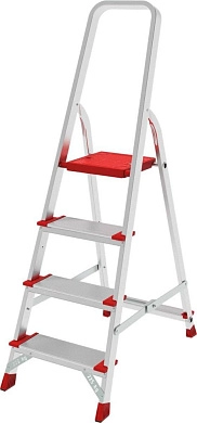 Лестница-стремянка алюм. с рифл. ступ. и метал. стяжк. NV5111 (4 ступ. 81/148см 4.1кг) Новая высота