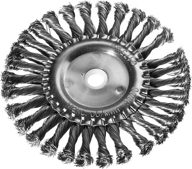 Щетка дисковая для УШМ, жгутированная стальная проволока 0,5мм, 175ммх22мм (35100-175) DEXX
