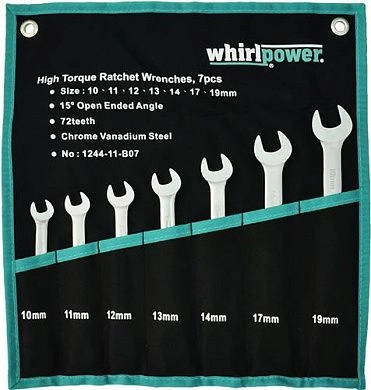 Набор ключей комбинир. 10-19мм, с трещоткой, 7пр. (1244-11-B07) WHIRLPOWER
