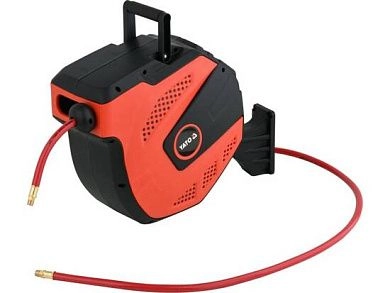 Шланг пневм. PVC d9.5ммх15м 2.0MPa с наружной резьбой 1/4 на автоматической катушке (YT-24245) YATO