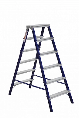 Лестница-стремянка стальная двухсторонняя MD (6 ступ. 129/140см, 6.2кг) АЛЮМЕТ