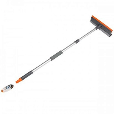 Щетка с губкой и резиной для мойки окон 25см с телескопической ручкой 75-120см (ES2111) BRADAS