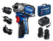 Дрель-шуруповерт модульная,кейс,12В, 45Нм,2 АКБ тип Т7 2 А·ч КОМБИ#3, BRUSHLESS Проф(DB-125-22) ЗУБР