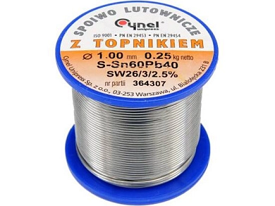 Припой для пайки Sn60Pb40, 1,0мм/250г (76811) CYNEL