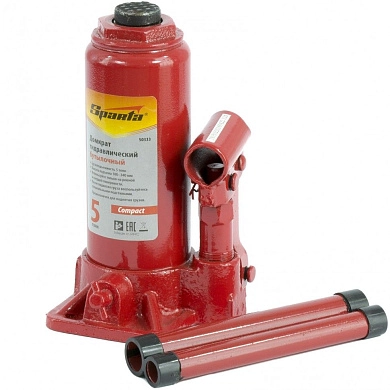 Домкрат гидравлический бутылочный, 5т, h подъема 180-340мм, Compact (50333) SPARTA