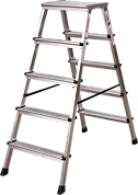 Лестница-стремянка алюм. двухсторон. с площадкой NV2120 (5 ступ. 111см, 4.7кг) Новая высота