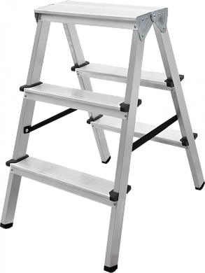 Лестница-стремянка алюм. двухсторон., серия NV1120 (3 ступ. 65/71см, 2.5 кг) (1120203) Новая высота