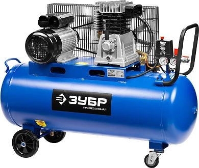 Компрессор воздушный ременной, 440 л/мин, 100 л, 2200 Вт, (ЗКПМ-440-100-Р-2.2) ЗУБР