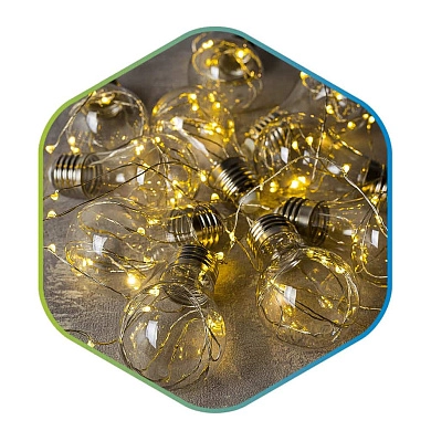 Гирлянда светодиодная (IP20 3хАА 2.8м Лампочки теплый белый) FL-BT100L4.5V-WW-M052 ETP