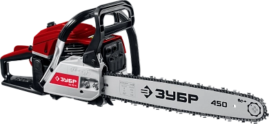 Бензопила ПБЦ-М52-45 (2.6кВт/3.5л.с, шина 45см, об.двиг. 52см3, шаг цепи 0.325", 72 звена) ЗУБР