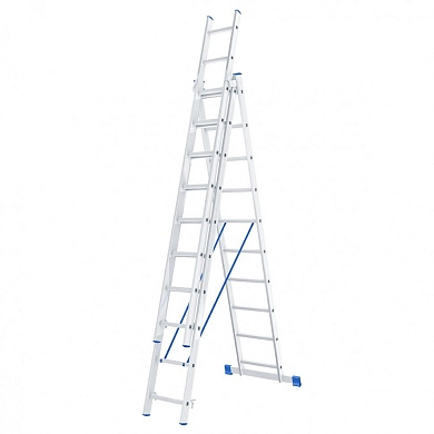 Лестница алюмин., 3х10 ступ, трехсекц., 4750мм, слож.2840х445х175мм, (97820) СИБРТЕХ