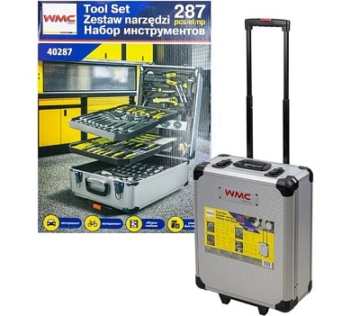 Набор инструментов 287пр. 1/4'',1/2'' (6гр.)(4-30мм), в алюминиевом кейсе (WMC-40287) WMC