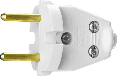 Вилка электрическая прямая белая, 220 В, IP44 (55152-W) СИБИН