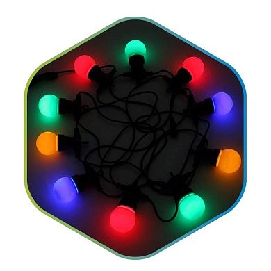Гирлянда светодиодная 10L-9,5M (230В 3,6Вт 9,5м IP44 мульти RGB) FL-L9.5-10-RGB-002 ETP